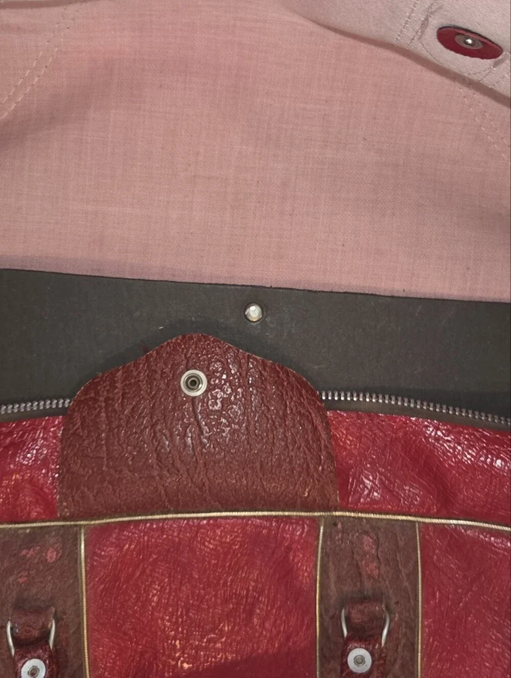 Vintage MacGregor Pebbled Red Leather Travel Duffel Bag (Made in USA)
